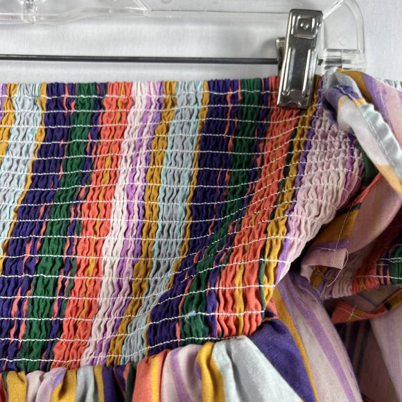 Anthropologie Tunic Top Womens Babydoll Striped Smocked Ruffled Sleeve size M - Picture 4 of 13